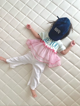 「しまむら（シマムラ）のアイテム（Tシャツ/カットソー）」を使った、little sister'sさん（キッズ・90cm）の夏コーディネート