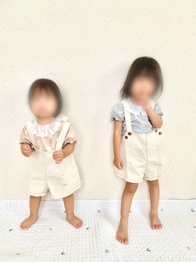 「Birthday（バースデイ）のアイテム（Tシャツ/カットソー、ブルー系）」を使った、little sister'sさん（キッズ）の夏コーディネート