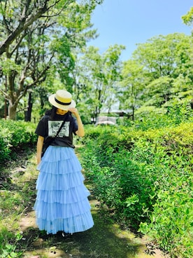 「Ameri（アメリ）のアイテム（スカート）」を使った、nananananana3さん（レディース・160cm）の夏コーディネート