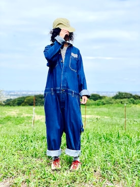 「アイテム（つなぎ/オールインワン）」を使った、nananananana3さん（レディース・160cm）の秋コーディネート
