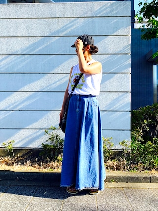 SPICK&SPAN×SOMETHING デニムスカート ロングフレアスカート SOMETHING サムシング スカート SKT983 フレアスカート ロング丈