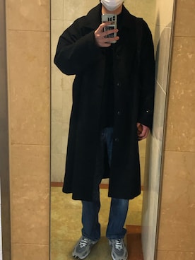 「８(eight)（エイト）のアイテム（ステンカラーコート）」を使った、ゆうしさん（メンズ・180cm）の冬コーディネート