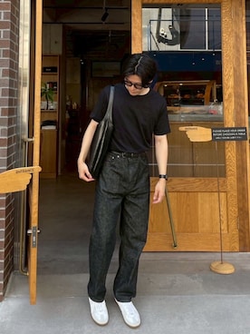 「GERMAN TRAINER（ジャーマントレーナー）の《GERMAN TRAINER》ジャーマントレーナー/レザースニーカー（スニーカー、ホワイト系）」を使った、SHOTAさん（メンズ・171cm）の春コーディネート