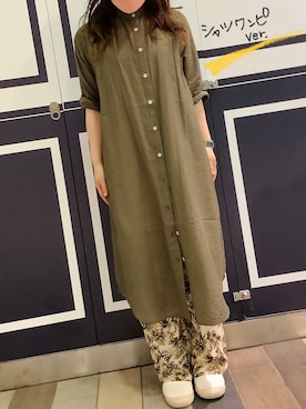 「BRICK HOUSE by TOKYO SHIRT」｜「アイテム（シャツワンピース）」を使った、BRICK HOUSE by Tokyo Shirts 川崎アゼリア店さん（レディース・152cm）の夏コーディネート