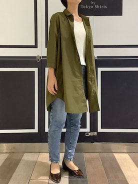 「BRICK HOUSE by TOKYO SHIRT」｜「アイテム（シャツワンピース）」を使った、BRICK HOUSE by Tokyo Shirts 川崎アゼリア店さん（レディース・161cm）の秋コーディネート