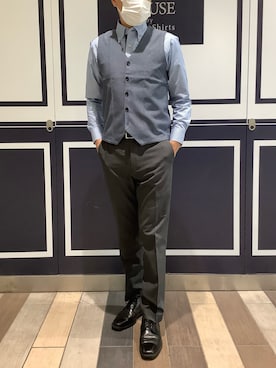 「アイテム（ビジネスシャツ）」を使った、BRICK HOUSE by Tokyo Shirts 川崎アゼリア店さん（メンズ・170cm）の秋コーディネート