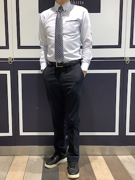 「アイテム（ビジネスシャツ）」を使った、BRICK HOUSE by Tokyo Shirts 川崎アゼリア店さん（メンズ・170cm）の秋コーディネート