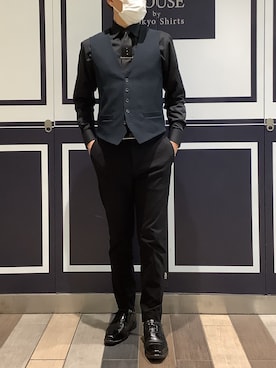 「アイテム（ビジネスシャツ）」を使った、BRICK HOUSE by Tokyo Shirts 川崎アゼリア店さん（メンズ・170cm）の冬コーディネート