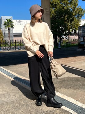 「Chez toi（シェトワ）のアイテム（ブーツ）」を使った、kanaeさん（レディース・159cm）の秋コーディネート