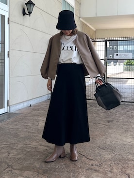 「Chez toi（シェトワ）のアイテム（ブルゾン）」を使った、kanaeさん（レディース・159cm）の秋コーディネート