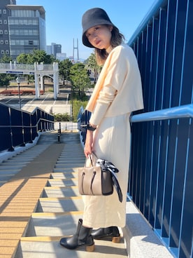 「Chez toi（シェトワ）のアイテム（帽子）」を使った、kanaeさん（レディース・159cm）の秋コーディネート