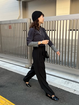 「メロートップス」｜「アイテム（パンツ）」を使った、kanaeさん（レディース・160cm）の秋コーディネート