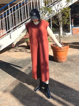 「Chez toi（シェトワ）のアイテム（ブーツ）」を使った、kanaeさん（レディース・159cm）の冬コーディネート