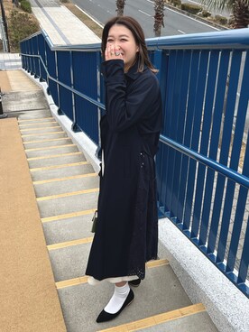 「Chez toi（シェトワ）のアイテム（トレンチコート）」を使った、kanaeさん（レディース・159cm）の冬コーディネート