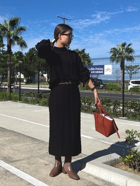 「Chez toi（シェトワ）のアイテム（ブーツ）」を使った、kanaeさん（レディース・159cm）の秋コーディネート