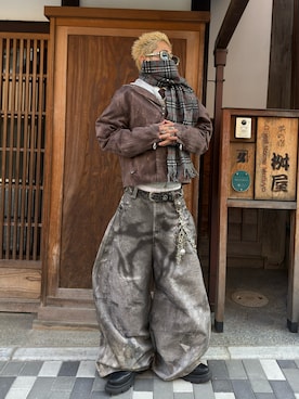 「アイテム（マフラー）」を使った、綾さん（メンズ・173cm）の冬コーディネート