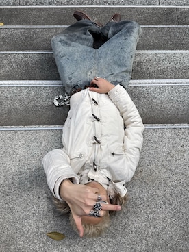 「アイテム（ライダースジャケット）」を使った、綾さん（メンズ・173cm）の秋コーディネート