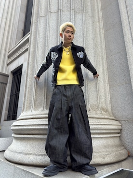 「アイテム（スタジャン）」を使った、綾さん（メンズ・173cm）の冬コーディネート