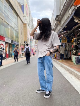「ワークシャツ」｜「アイテム（グレー系）」を使った、しまさん（メンズ・176cm）の春コーディネート