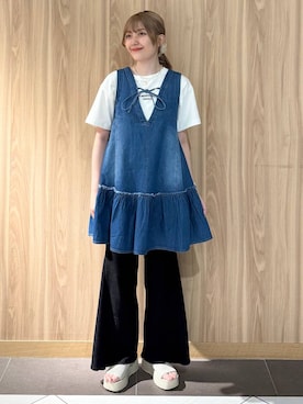 「LOWRYS FARM（ローリーズファーム）のカンドウフィットニットサンダル 283661（サンダル）」を使った、ローサさん（レディース・159cm・10代）の夏コーディネート