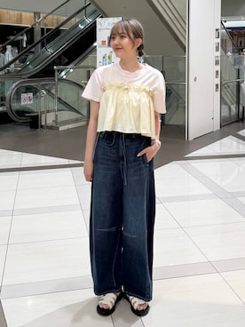 「アイテム（ベスト）」を使った、ローサさん（レディース・159cm・20代）の夏コーディネート