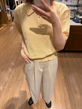 「LOWRYS FARM（ローリーズファーム）のバスケットワイドパンツ 637610（スラックス、ホワイト系）」を使った、ローサさん（レディース）の春コーディネート