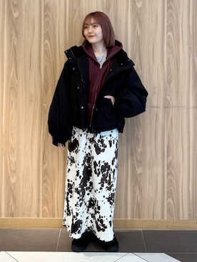 「アイテム（その他アウター、ブラック系）」を使った、ローサさん（レディース・159cm）の冬コーディネート