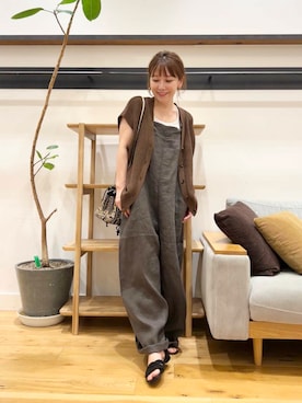 「アイテム（オールインワン・サロペット、グレー系）」を使った、+++ゆき+++さん（レディース・151cm）の夏コーディネート