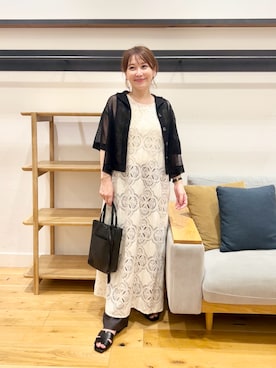 「URBAN RESEARCH DOORS（アーバンリサーチドアーズ）のサークルレース2WAYワンピース（ワンピース、ベージュ系）」を使った、+++ゆき+++さん（レディース・151cm）の夏コーディネート