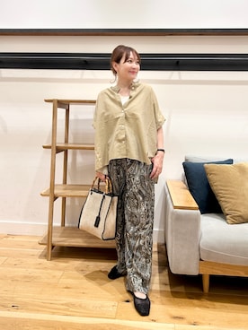 「URBAN RESEARCH DOORS（アーバンリサーチドアーズ）のシャンブレーワイドシャツ（シャツ/ブラウス、ベージュ系）」を使った、+++ゆき+++さん（レディース・151cm）の夏コーディネート