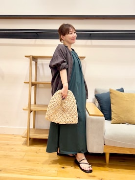「URBAN RESEARCH DOORS（アーバンリサーチドアーズ）のフロントタックノースリーブワンピース（ワンピース、グリーン系）」を使った、+++ゆき+++さん（レディース・151cm）の夏コーディネート