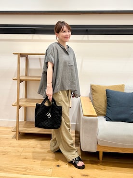 「URBAN RESEARCH DOORS（アーバンリサーチドアーズ）のシャンブレーワイドシャツ（シャツ/ブラウス、グレー系）」を使った、+++ゆき+++さん（レディース・151cm）の夏コーディネート