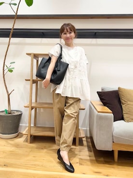 「かぐれ（カグレ）のフロント刺繍フレンチブラウス（シャツ/ブラウス）」を使った、+++ゆき+++さん（レディース・151cm）の夏コーディネート