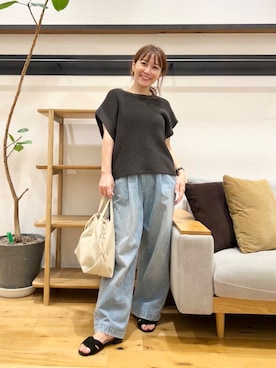 「URBAN RESEARCH DOORS（アーバンリサーチドアーズ）のリネンライクニットプルオーバー（ニット/セーター）」を使った、+++ゆき+++さん（レディース・151cm）の夏コーディネート