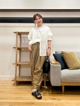 「URBAN RESEARCH DOORS（アーバンリサーチドアーズ）のロゴプリントTシャツ（Tシャツ/カットソー、ホワイト系）」を使った、+++ゆき+++さん（レディース・151cm）の夏コーディネート