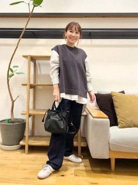 「FORK&SPOON（フォークアンドスプーン）のFORK&SPOON　バンドカラーダブルクロスシャツ（シャツ/ブラウス）」を使った、+++ゆき+++さん（レディース・151cm）の秋コーディネート