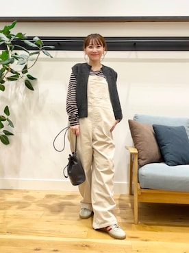 「アイテム（オールインワン・サロペット、ホワイト系）」を使った、+++ゆき+++さん（レディース・151cm）の秋コーディネート