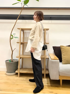 「FORK&SPOON（フォークアンドスプーン）のFORK&SPOON　バンドカラーダブルクロスシャツ（シャツ/ブラウス）」を使った、+++ゆき+++さん（レディース・151cm）の秋コーディネート