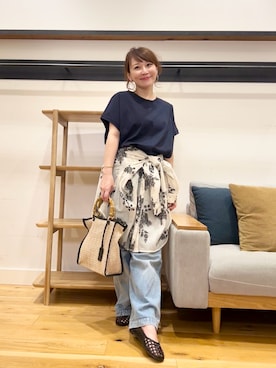 「URBAN RESEARCH DOORS（アーバンリサーチドアーズ）のメッシュエンブロイダリーシャツ（シャツ/ブラウス、ベージュ系）」を使った、+++ゆき+++さん（レディース・151cm）の春コーディネート