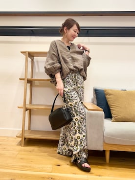 「URBAN RESEARCH DOORS（アーバンリサーチドアーズ）のリネンドロストドルマンブラウス（シャツ/ブラウス、ブラウン系）」を使った、+++ゆき+++さん（レディース・151cm）の春コーディネート