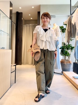 「URBAN RESEARCH DOORS（アーバンリサーチドアーズ）の『別注』AFLOAH×DOORS　フリル刺繍ノースリーブブラウス（シャツ/ブラウス、ホワイト系）」を使った、+++ゆき+++さん（レディース・151cm）の夏コーディネート