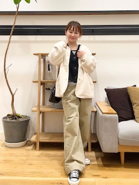 「アイテム（ノーカラージャケット）」を使った、+++ゆき+++さん（レディース・151cm）の冬コーディネート