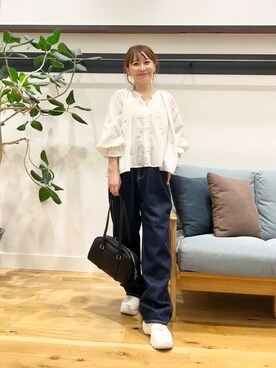 「URBAN RESEARCH DOORS（アーバンリサーチドアーズ）のラメ刺繍ブラウス（シャツ/ブラウス）」を使った、+++ゆき+++さん（レディース・151cm）の夏コーディネート