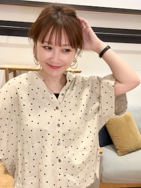 「URBAN RESEARCH DOORS（アーバンリサーチドアーズ）のリネンリヨセルドットドルマンシャツ（シャツ/ブラウス、ベージュ系）」を使った、+++ゆき+++さん（レディース・151cm）の春コーディネート