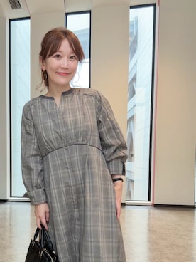 「URBAN RESEARCH ROSSO（アーバンリサーチロッソ）の『一部WEB限定カラー』バイカラーチェックナローワンピース（ワンピース、ブラウン系）」を使った、+++ゆき+++さん（レディース・151cm）の秋コーディネート