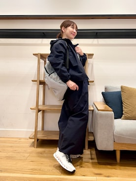 「EKAL（エカル）の『UR TECH』ナイロンタッサージップパーカー（ナイロンジャケット、ブルー系）」を使った、+++ゆき+++さん（レディース・151cm）の春コーディネート