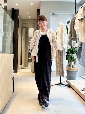 「かぐれ（カグレ）のライトリネンフリルカラーシャツ（シャツ/ブラウス、グレー系）」を使った、+++ゆき+++さん（レディース・151cm）の春コーディネート