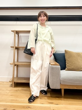 「URBAN RESEARCH DOORS（アーバンリサーチドアーズ）のFORK&SPOON　セーラーカラーシアーニットプルオーバー（その他トップス、グリーン系）」を使った、+++ゆき+++さん（レディース・151cm）の春コーディネート