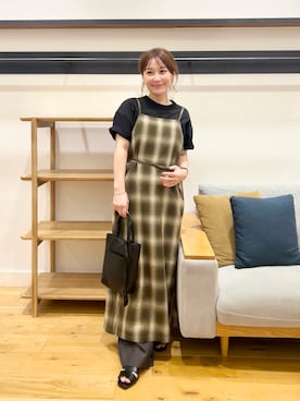 「URBAN RESEARCH DOORS（アーバンリサーチドアーズ）のFORK&SPOON　オンブレチェックエプロンワンピース（ワンピース、グリーン系）」を使った、+++ゆき+++さん（レディース・151cm）の夏コーディネート