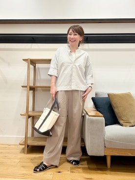 「URBAN RESEARCH DOORS（アーバンリサーチドアーズ）の『一部WEB限定カラー』FORK&SPOON　ギボシコクーンショートスリーブシャツ（シャツ/ブラウス、ホワイト系）」を使った、+++ゆき+++さん（レディース・151cm）の春コーディネート